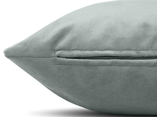 npluseins Samtkissenhülle - einfarbiges Design - erhältlich in 17 modischen Farben und in 4 verschiedenen Größen, Silber… – Bild 5