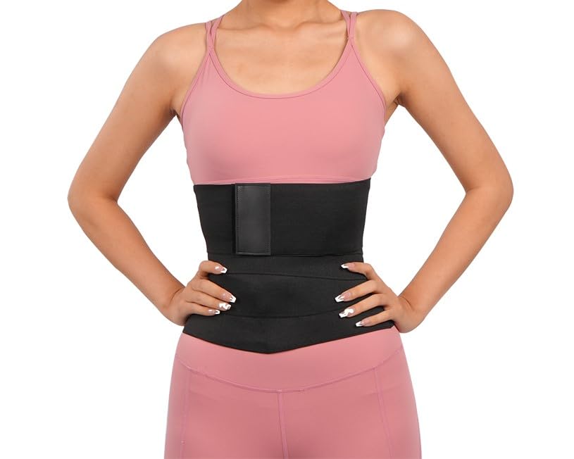 GenericSiluFIT Waist Trainer Wrap Bandage for Hourglass Body, Postpartum, and Post Tummy Tuck Surgery, Helps with Weight Loss, Belly Fat & Back Support, Black, Black, One size