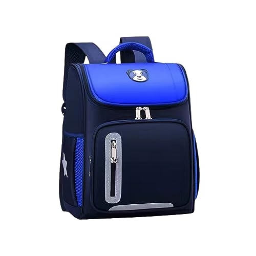 Primary School Boy And Girl Backpack With Multiple Colors Weight Reduction Backpack Tote Handbag (Dark Blue, L)