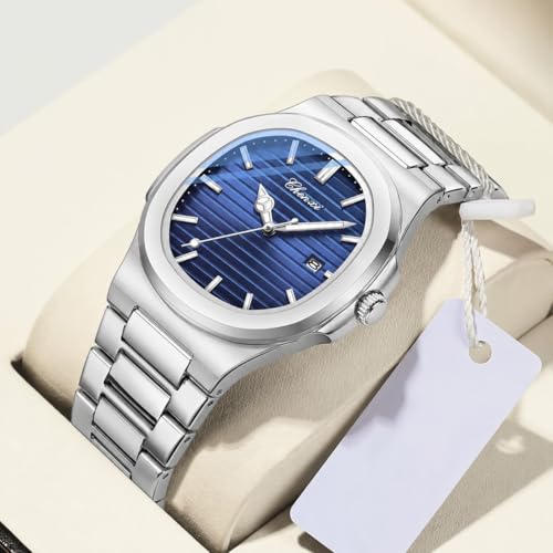 Image of Gosasa Fashion Men's Watches Date Business Watch Stainless Steel Luxury Style Luminous Quartz Waterproof Analog Display Male Wristwatch
