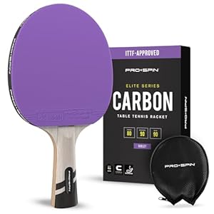 PRO SPIN Tischtennisschläger – Kohlefaser, Limitierte Auflage, Elite-Serie, 7-lagige Klinge, Premium-Gummi, 2,  mm Schwamm und Gummi-Schutzhülle, Shakehand Grip Tischtennisschläger