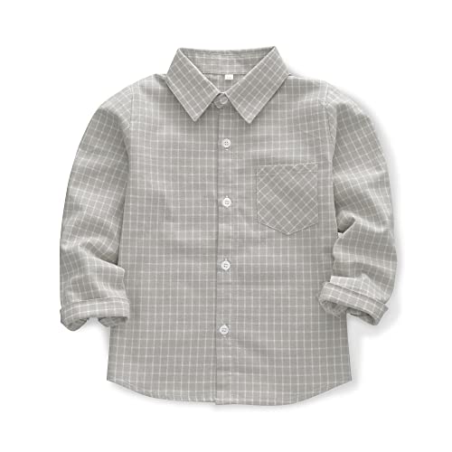 OCHENTA Men's Long Sleeve Button Down Plaid Flannel Dress Shirt