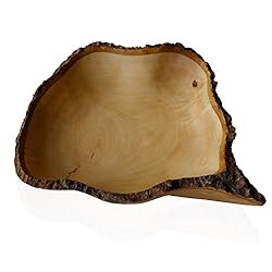 RoRo hand-crafted 16 in sustainable mango wood fruit bowl with bark edges