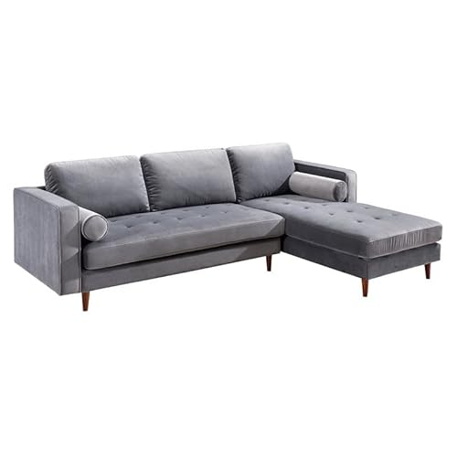 Tov Furniture The Como Collection Modern Velvet Living Room Sectional Sofa, Gray, Raf #TOP29