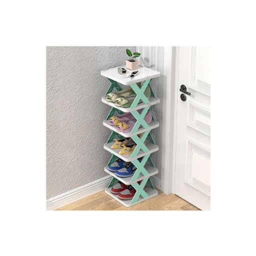 Image of 6-Tier Stackable Shoe Rack - Plastic Shoe Stand Organizer for Entryway, Closet, or Bedroom Use