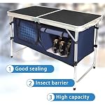 Folding Camping Table with Storage Compartment Aluminum Lightweight Camp Kitchen Table Height Adjustable Indoor/Outdoor Table Perfect for Tailgating, Backyards, BBQ,Picnic, Black - Image 3