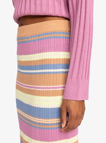 Roxy - Womens Playa Morning Knitted Bodycon Skirt, Color Camel Swithbackstripe Sweaters, Size: X-Small3