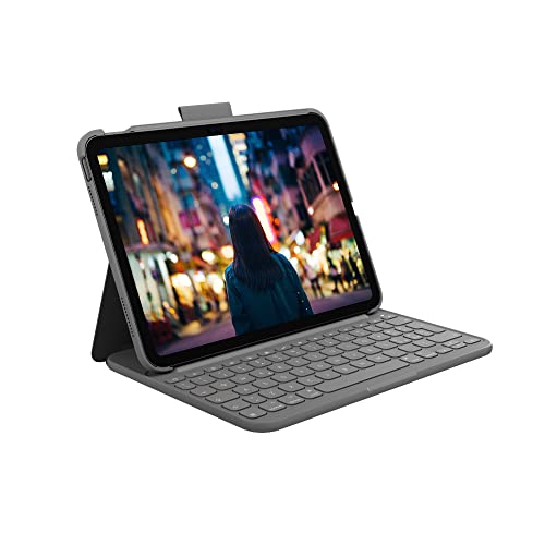 Logitech Slim Folio, custodia con tastiera per iPad (10a...
