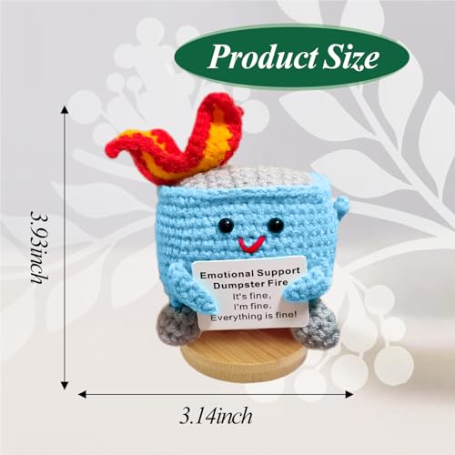 Image of Emotional Support Dumpster Fire - Positive Crochet Birthday Gifts for Women Men, Handmade Knitted Retirement Farewell Going Away Gifts for Friend Coworkers Chaos Coordinator Office Administrative Boss