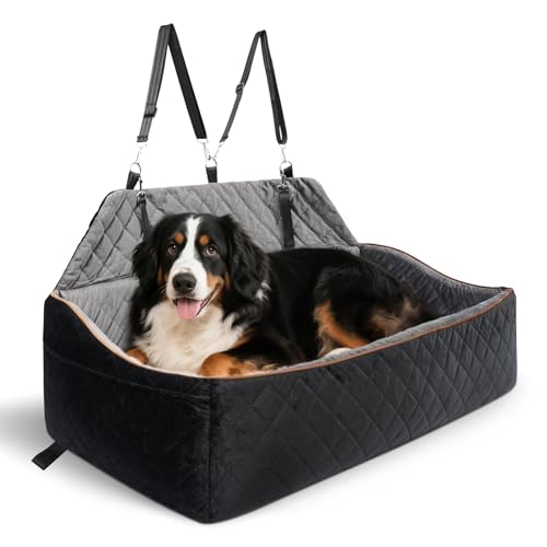 CEMOFE Hunde Autositz für Große/Mittlere Hunde bis 45 kg, Abnehmbar & Waschbarer Hundesitz Auto, Tragbare Hundeautositz mit Sicherheitsleinen und Rutschfester Unterseite für Auto Rückbank
