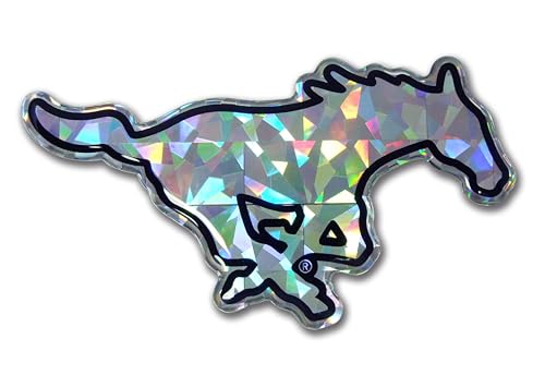 Image of Elektroplate Officially Licensed SMU Mustangs Silver Reflective Decal | Premium 3D Doming All Weather Sticker for Car, Water Bottle, Laptop, Tablet, Window, Cooler, Toolbox, Phone | Made in the USA