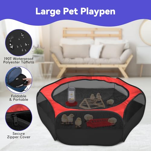 Image of Pawaboo Chick Brooder Box for Chick Starter Kit, Red+Black