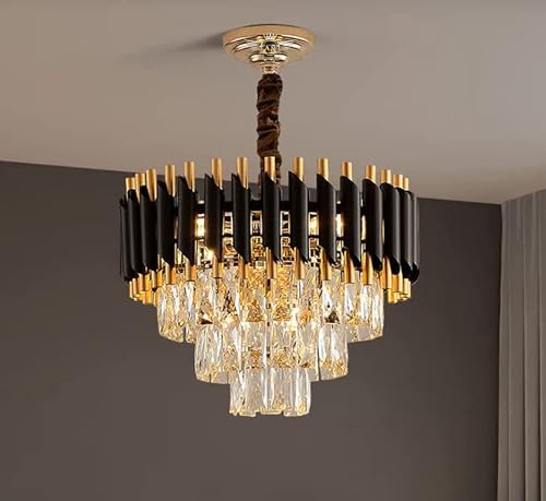 Image of Desidiya Black Gold Crystal Chandelier Light 400mm for Living Room | Luxury black & gold crystal chandelier with premium K9 crystals for elegant modern interiors.