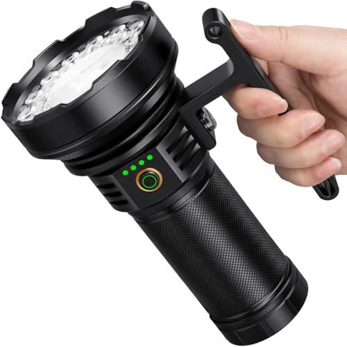 Kmivo Brightest Flashlight Rechargeable 200 000 High Lumens Flash Light Spotlight with 8 Modes for Outdoor Caving Camping