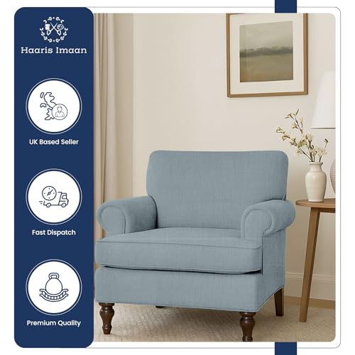 Haaris Imaan Soft Plain Linen Look Upholstery Fabric | Fire Retardant | Fabric by The Per Metre | Curtain, Cushion, Reupholstery, Soft Furnishings, Sofa (Light Blue)