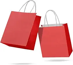 Sacola de Papel Kraft Colorido Reforçada Com Alça Torcida P 18 x 22 x 9cm 10 unidades (Vermelho)