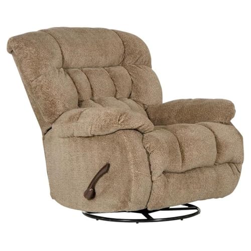 Catnapper Johnson Chaise Swivel Glider Recliner in Brown Polyester Fabric