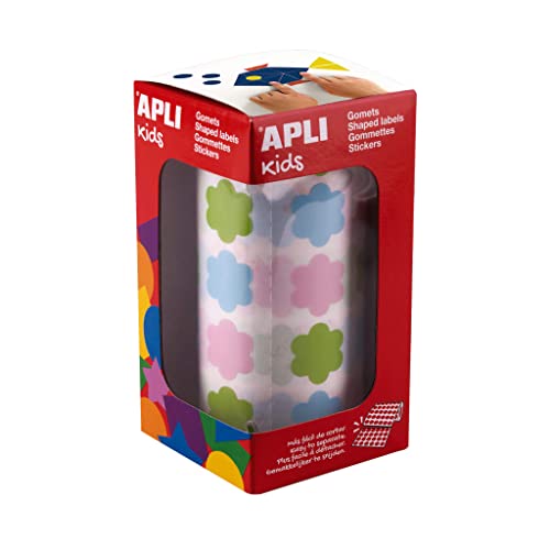 APLI Kids 19236 Roll of Multi-Coloured Pastel Flowers Stickers with Permanent Adhesive, Ideal for Schools/Nursery or Children's Workshops.