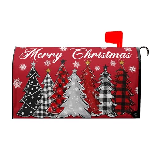 Image of Merry Christmas Mailbox Covers Magnetic Standard Size 25.5 inch X 21 inch Christmas Tree Snowflake Mailbox Wraps Letter Post Box Cover for Home Garden Outdoor Yard
