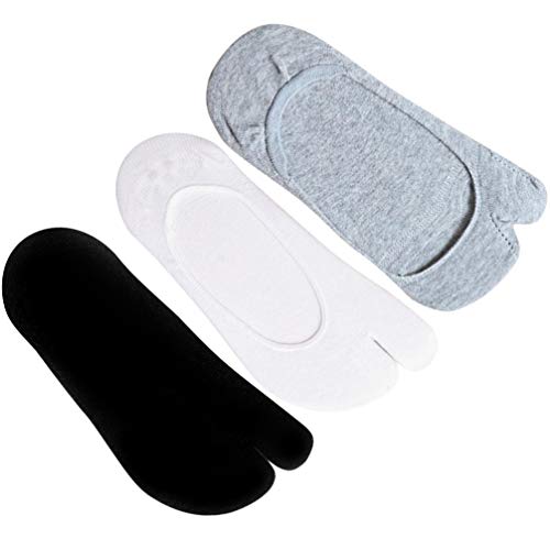 KESYOO 3 Pairs Tabi Socks Flip-flop Socks Non Slip No Show Socks Flat Boat Line for Women Girls