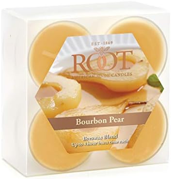 Root Candles 1510380 Scented Beeswax Blend Tealight Candles, 8-Count, Bourbon Pear