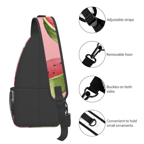 Red Watermelon Multi Functional Adjustable Single Shoulder Crossbody Bag,Casual Chest Bag, Suitable For Daily Travel,Unisex 5