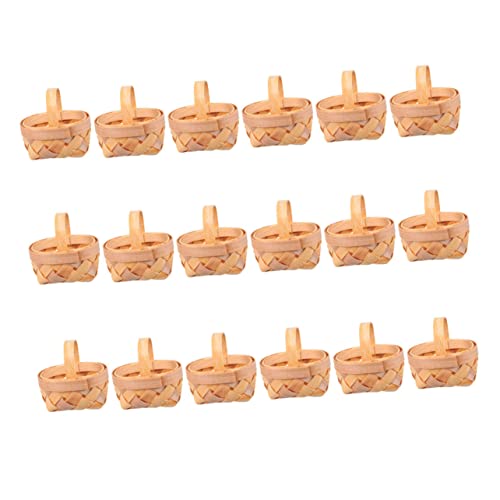 Parliky Handwoven Mini Candy Basket 18-Pack Small Rustic Wood Chip Baskets 2.55X1.96X1.37In Wedding Party Favor Holder and Candy Packaging Basket for Decor