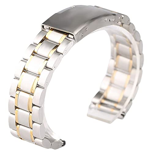 Bracelet de montre en acier inoxydable argent doré 20mm pour homme
