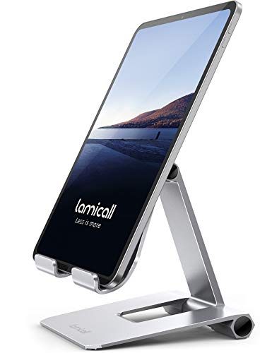 Lamicall Tablet Ständer, Verstellbare Tablet Halterung - Faltbarer Halter, Stand Dock für 2022 iPad Pro 9.7, 10.5, 12.9, iPad Air Mini 2 3 4 5 6, Switch, Tab, iPhone, Tablet mit 4.7-13 Zoll - Silber