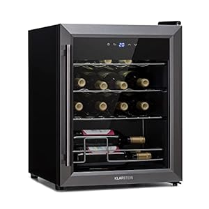 Klarstein Ultimo Uno Weinkühlschrank – Wine Fridge mit Temperaturregler: 5-8 °C, Weinschrank mit Touch-Bedienfeld, Platz für 16 Flaschen, 42 Liter Gesamtvolumen, schwarz