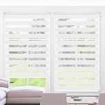 Kokorona Day and Night Blinds Zebra Roller Blinds for Windows, Dual Layer Fabric Zebra Blinds for Doors, Light Filtering Privacy Day Night Shades, 65cm Wide x 230cm Drop, White
