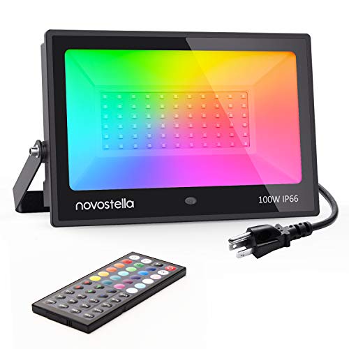 Novostella 100W RGB LED Flood Light, 44 Keys Controller, 20 Colors 6 Modes, Dimmable Color Changing Floodlight, IP66 Waterproof, Wall Washer Lights, Outdoor Garden Stage Landscape Lighting Novostella 100W RGB LED Flood Light, 44 Keys Controller, 20 Colors 6 Modes, Dimmable Color Changing Floodlight, IP66 Waterproof, Wall Washer Lights, Outdoor Garden Stage Landscape Lighting