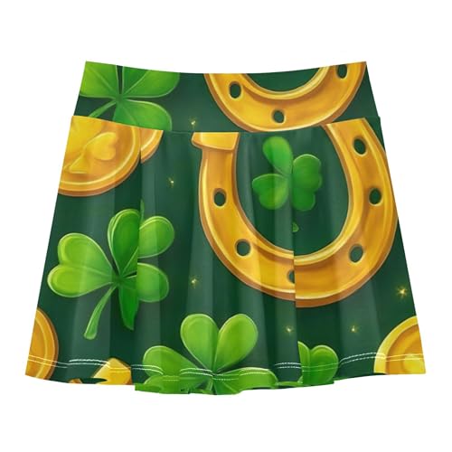 Golden Horseshoe Four Leaf Clover Girls' Shorts Athletic Skorts Tennis Skirts Kids Clothes Pleated 3t