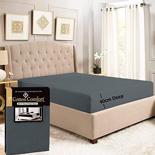 Cotton Comfort Bedding Danny Textiles 400 Thread Count 100% Egyptian Cotton Extra Deep Fitted Sheets 40CM Deep Bed Sheets Full Deep Single Double King Super King (Single, Navy. Blue)