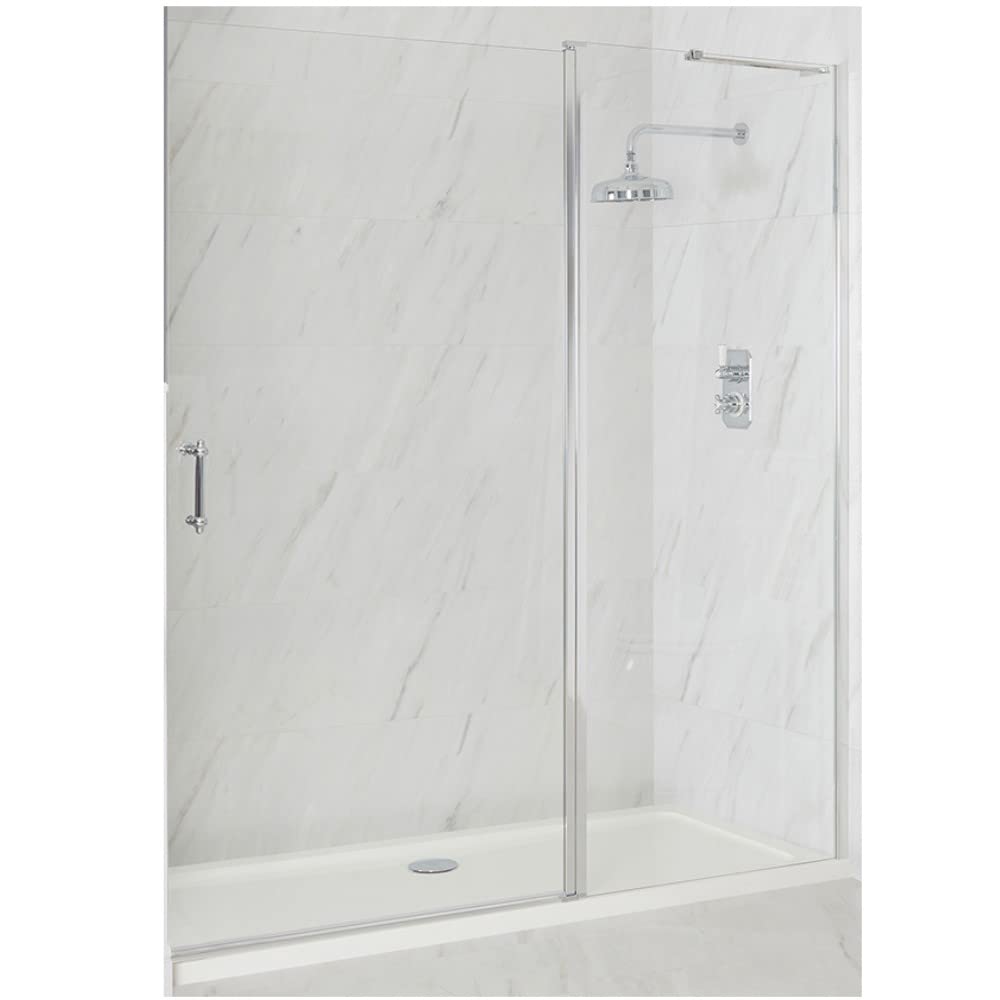 Milano Langley Chrome Hinged Door Frameless Shower Enclosure White Tray - 1500mm x 800mm