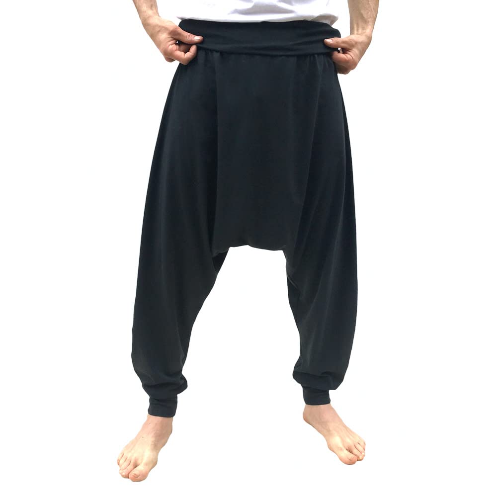 SAVARI | Pantaloni Harem senza tasche | Etnico | Confortevole | Pantaloni ideali per Yoga, Pilates e Danza | Uomini e donne | Nessun tiro basso e vita larga | Nero, Bianco, Grigio, Blu, Vino | S-3XL ·