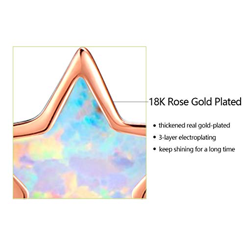 Rose Gold Star Earrings for Girls, Hypoallergenic Fire Opal Stud Earrings For Women ARSKRO S925 Sterling Sliver Little Small Tiny Cute Earring Jewelry Gifts for Sensitive Ears Toddlers Kids4