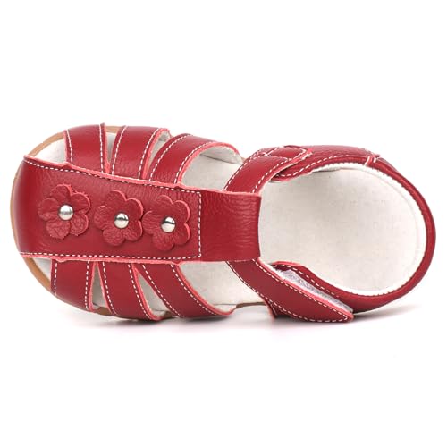 Image of Femizee Toddler Girls Leather Dress Sandals with Adjustable Strap | Toddler /Little Kids, Leather upper, Cushioned footbed, Hook-and-loop, Flexible Sole, Dressy summer occasions, Princess-style