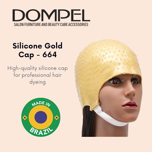 Dompel Reusable Professional Silicone Gold Cap With Hook | Hair Dyeing And Bleaching | Ideal For Bleach Powder, Blue Hair Dye, And Hair Coloring | Model 664 - Ca #TOP1