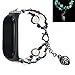 MVRYCE Mi Band 5 Uhrenarmband, Handmade Luminous Pearl Ersatzband für Frauen Verstellbares Metall Smart Watch Armband mit Elastischer Perle Kompatibel mit Xiaomi Mi Band 5, Schwarz