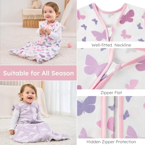 Image of Yoofoss Baby Sleep Sack 18-24 Months Wearable Blanket for Babies 100% Organic Cotton 2-Way Zipper TOG 0.5 Toddler Sleeping Sack 3 Pack, Comfy Lightweight Sleep Sacks