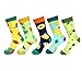 Benefeet Sox Mens Novelty Funny Crew Socks Cool Funky Fruit Patterned Dress Socks Colorful Cotton Sock Fashion Crazy Casual Sock 5 Pack - Avocado, Pineapple, Lemon, Strawberry & Papaya