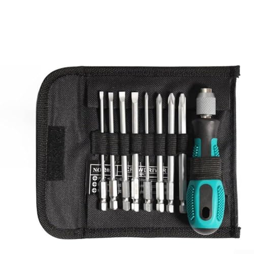 PH0-PH3 Jeu de tournevis 9 pièces avec embouts de 6,35 mm et poignée ergonomique, construction en alliage d'acier et caoutchouc pour une utilisation plate et pour têtes cruciformes 3 mm-6 mm