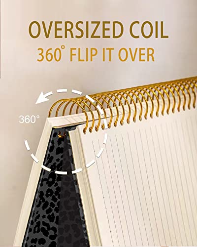 Iampanda Spiral Journal Notebook,Strong Twin-Wire Binding With Premium Paper For Girl Women,Luxury Skin Print 60 Sheets A5 College Ruled Notebook/Journal,Perfect For School Office Home Gifts,Grey Black Leopard #TOP2