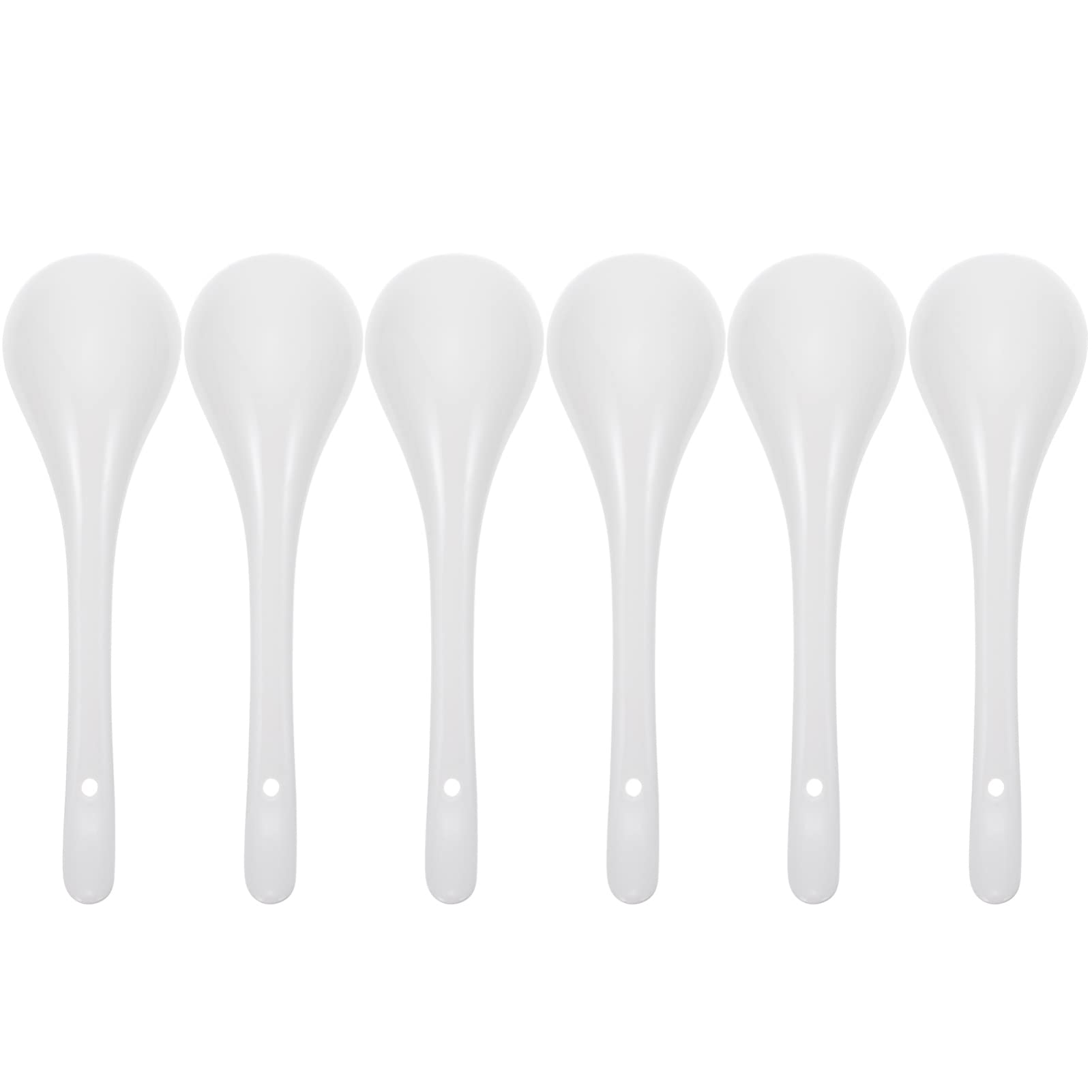 Alipis Lot de 6 Cuillères à Soupe en Céramique Blanches Style Simple, Solides et Résistantes aux Rayures, Cuisine Service à Table