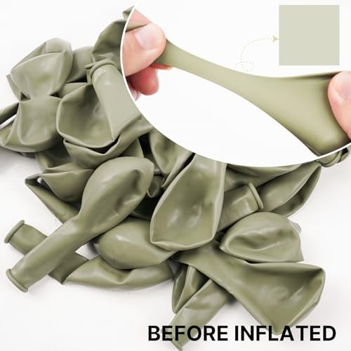 Image of PartyWoo Sage Green Balloons 100pcs 12 Inch Boho Dusty Olive Green Latex Balloons for Birthday Baby Shower Graduation Engagement Wedding Dinosaur Jungle Golf Football Theme Party Decorations Green-F32