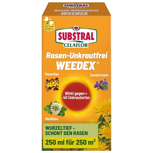Substral Celaflor Rasen-Unkrautfrei Weedex, 250ml Konzentrat, Unkrautvernichter gegen schwer bekämpfbare Unkräutern im Rasen