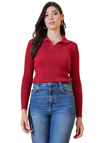 Image of 98 Degree North Women Spread Collar Sweater-G1577-BLACK