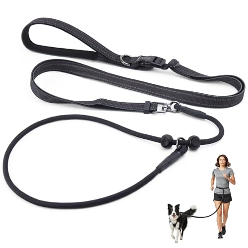 COSOWO Slip Lead Dog Leash with Dual Handles No-Pull Reflective Training Leash with Knot-Free Swivel Heavy-Duty Design for Small, Medium & Large Dogs Comfort-Grip for Secure Walking, Black