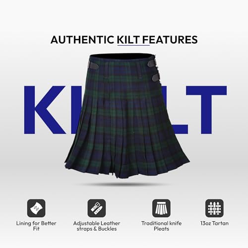 Image of 8 Yard Mens Kilt - Authentic Tartan Kilt for Men Highland Outfit for Weddings & Traditional Scottish Wear